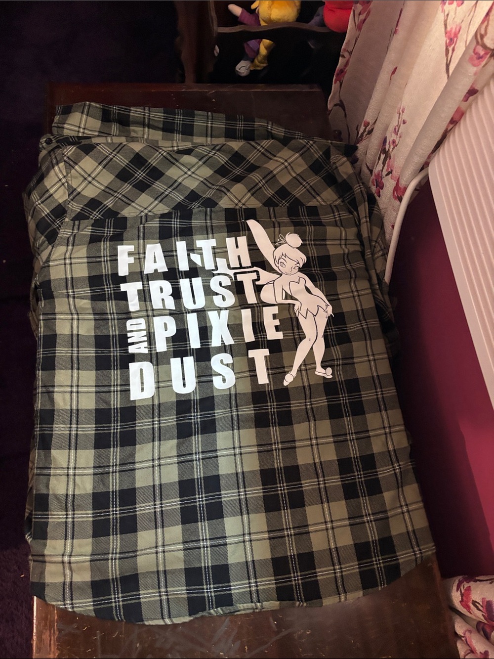Disney Tinker Bell Plaid Button Up Shirt